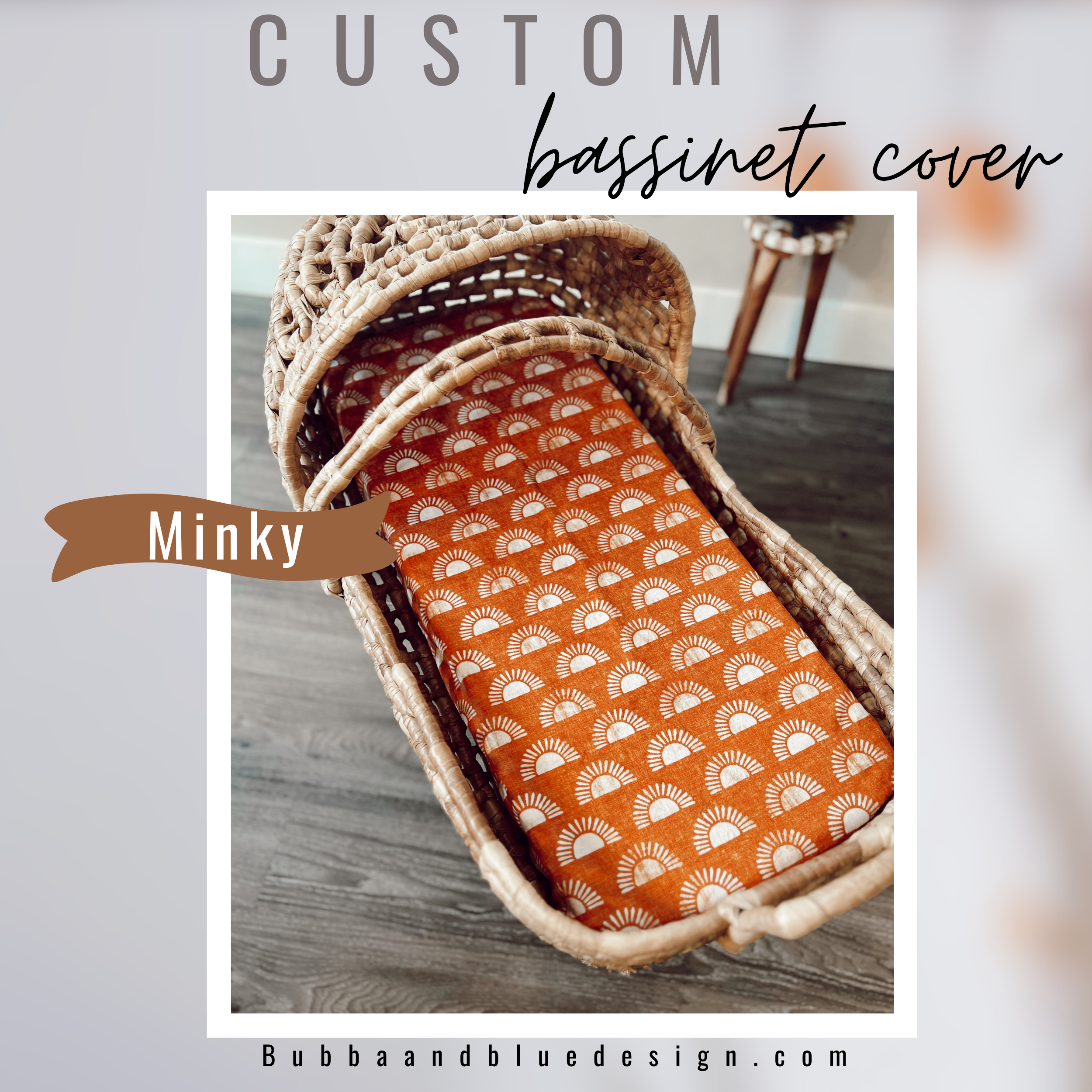 Custom bassinet minky cover in sunshine