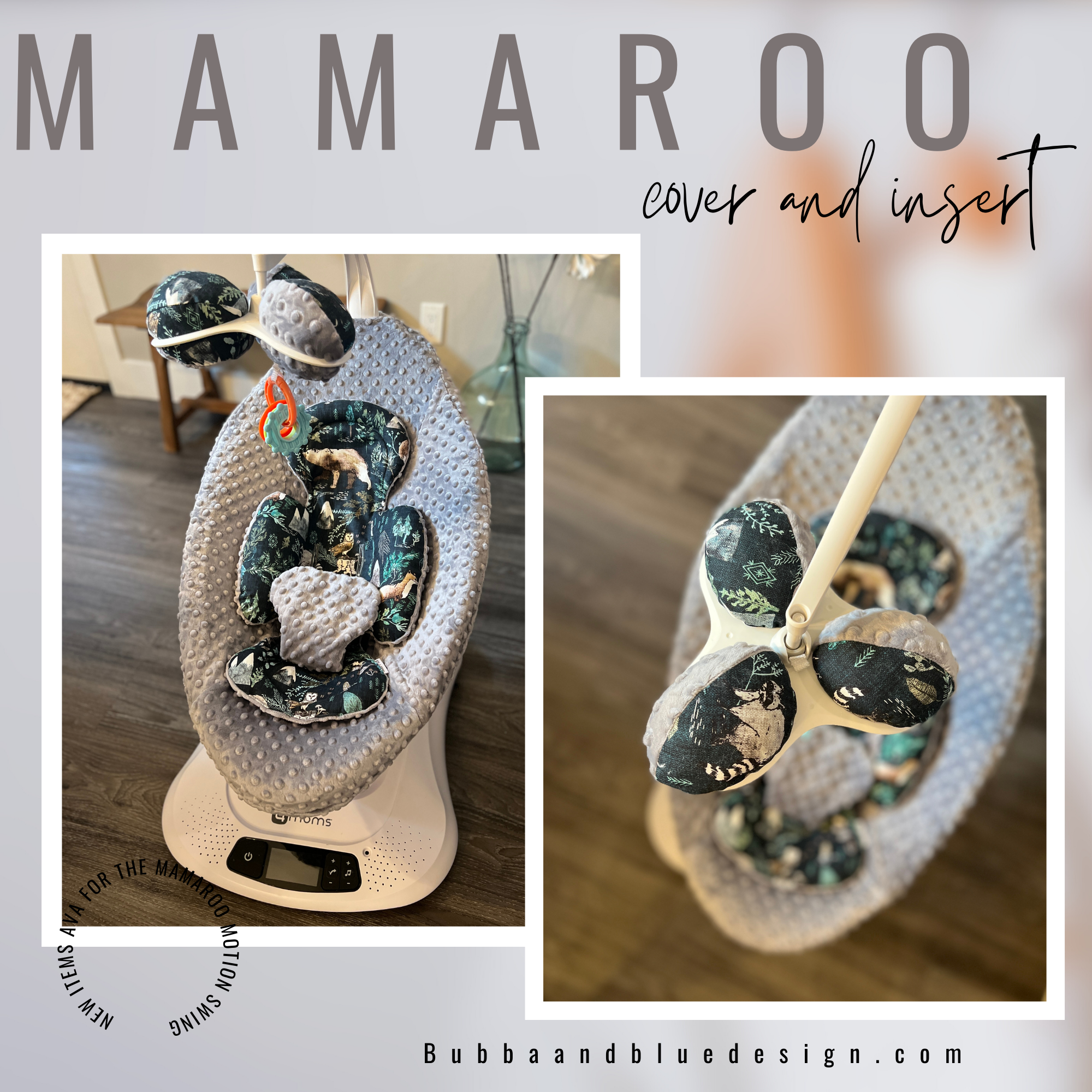 Mamaroo seat cover and newborn insert in dark fable forest