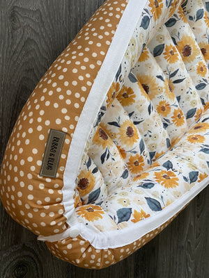 sunflower floral baby lounging nest for infants 