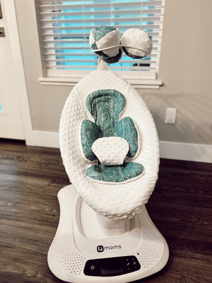 Mamaroo seat cover, newborn insert and balls in blue tribal