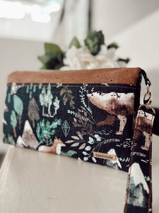 Navy fable forest mom clutch