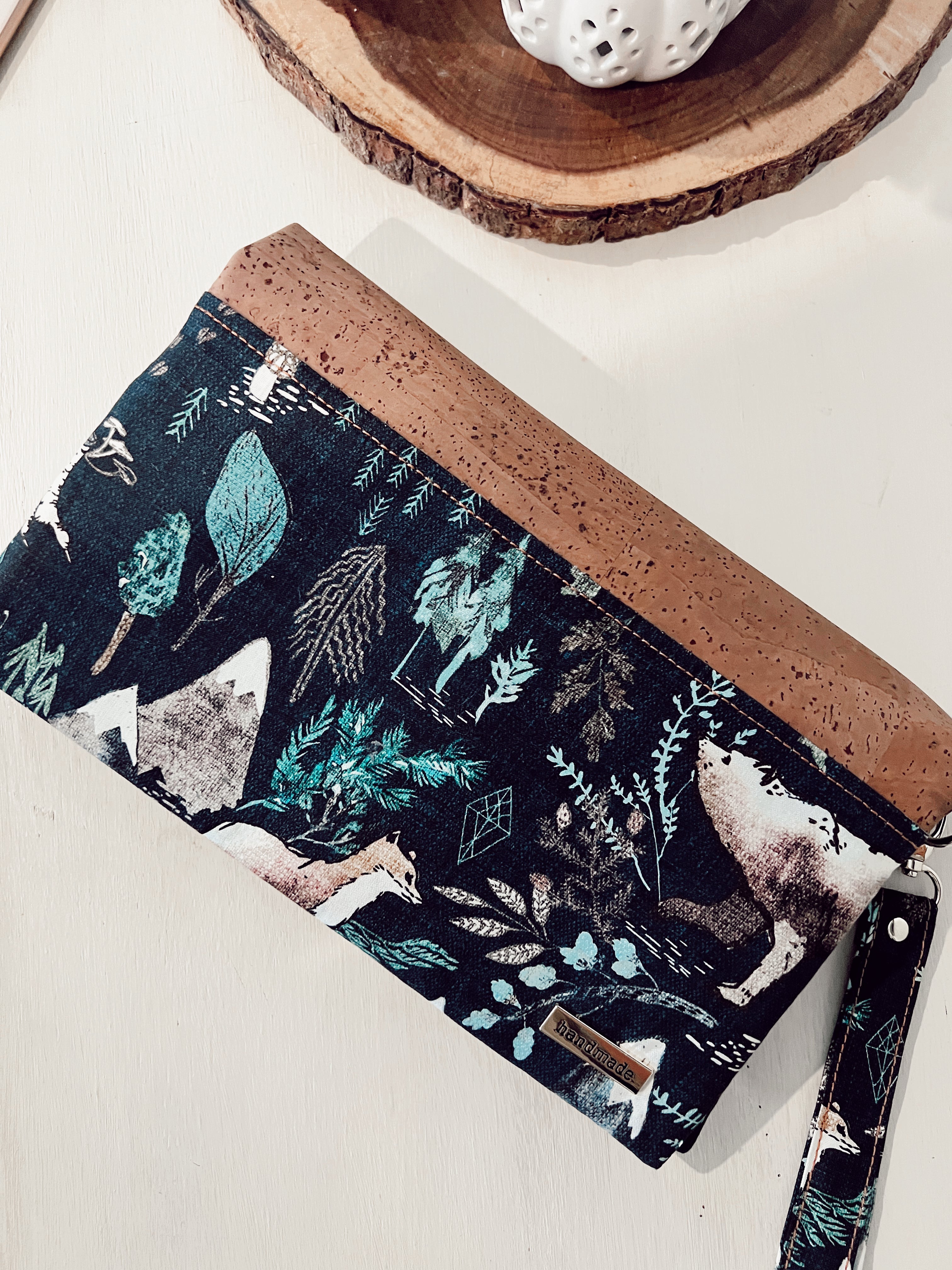 Navy fable forest mom clutch