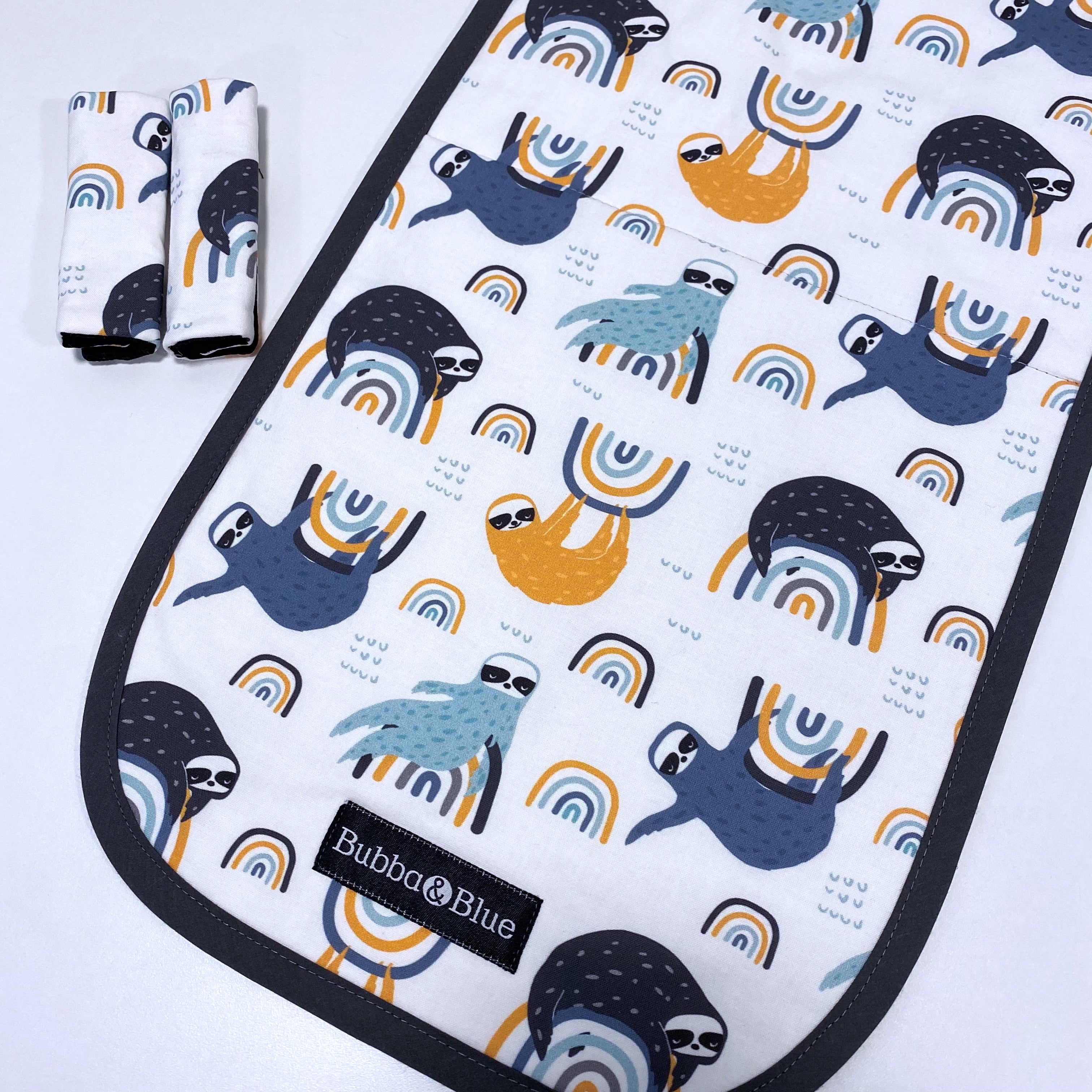 Uppababy vista stroller liner and strap pads in rainbow sloths 🦥