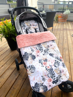 TROPICAL PARADISE STROLLER FOOTMUFF BLANKET THAT ATTACHES TO THE STROLLER / CUSTOM MADE TO FIT YOUR STROLLER