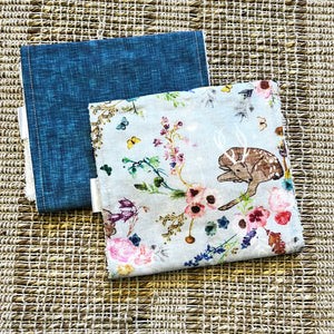 set of 2 burp cloths in blue fawn
