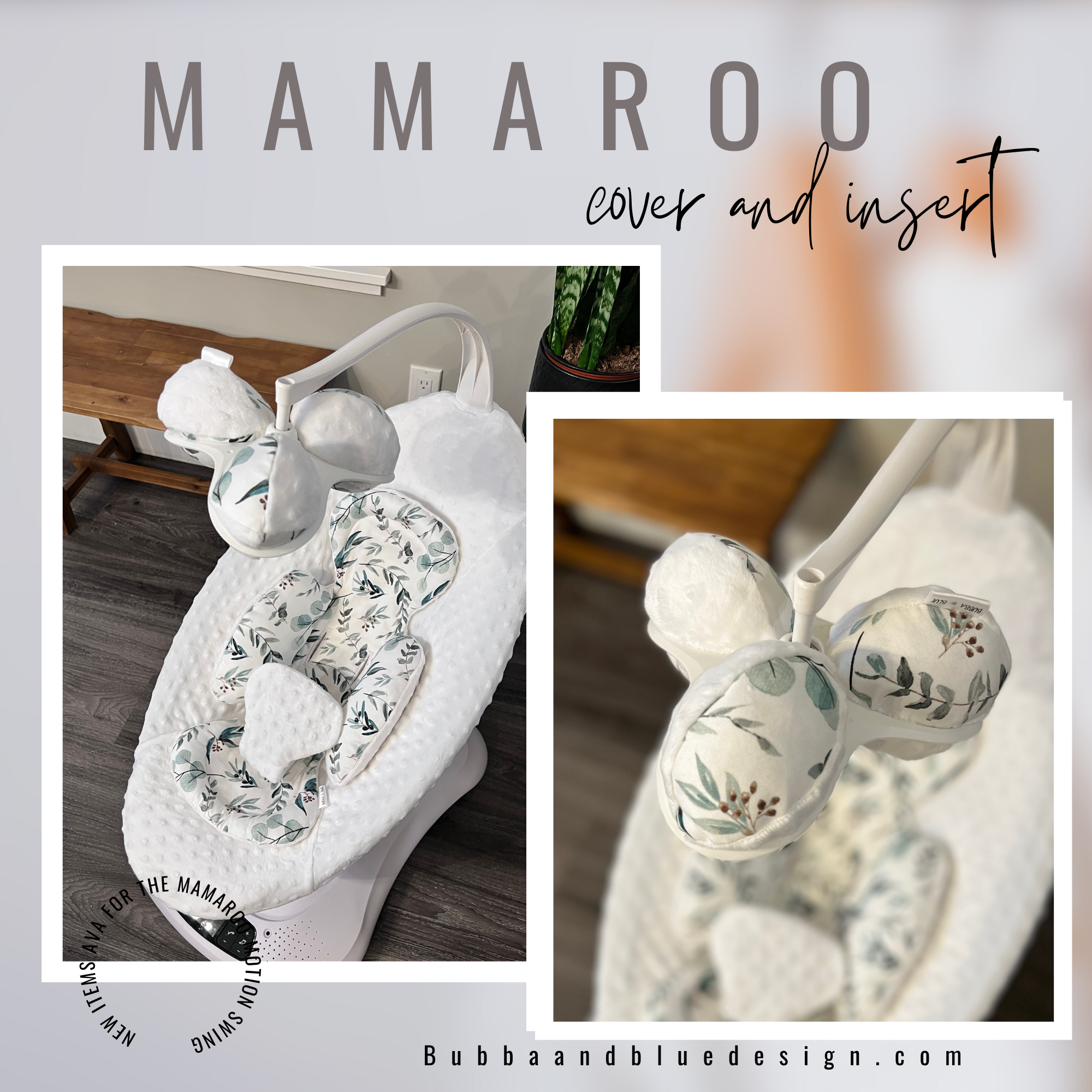 Mamaroo cover, newborn insert and balls in eucalyptus